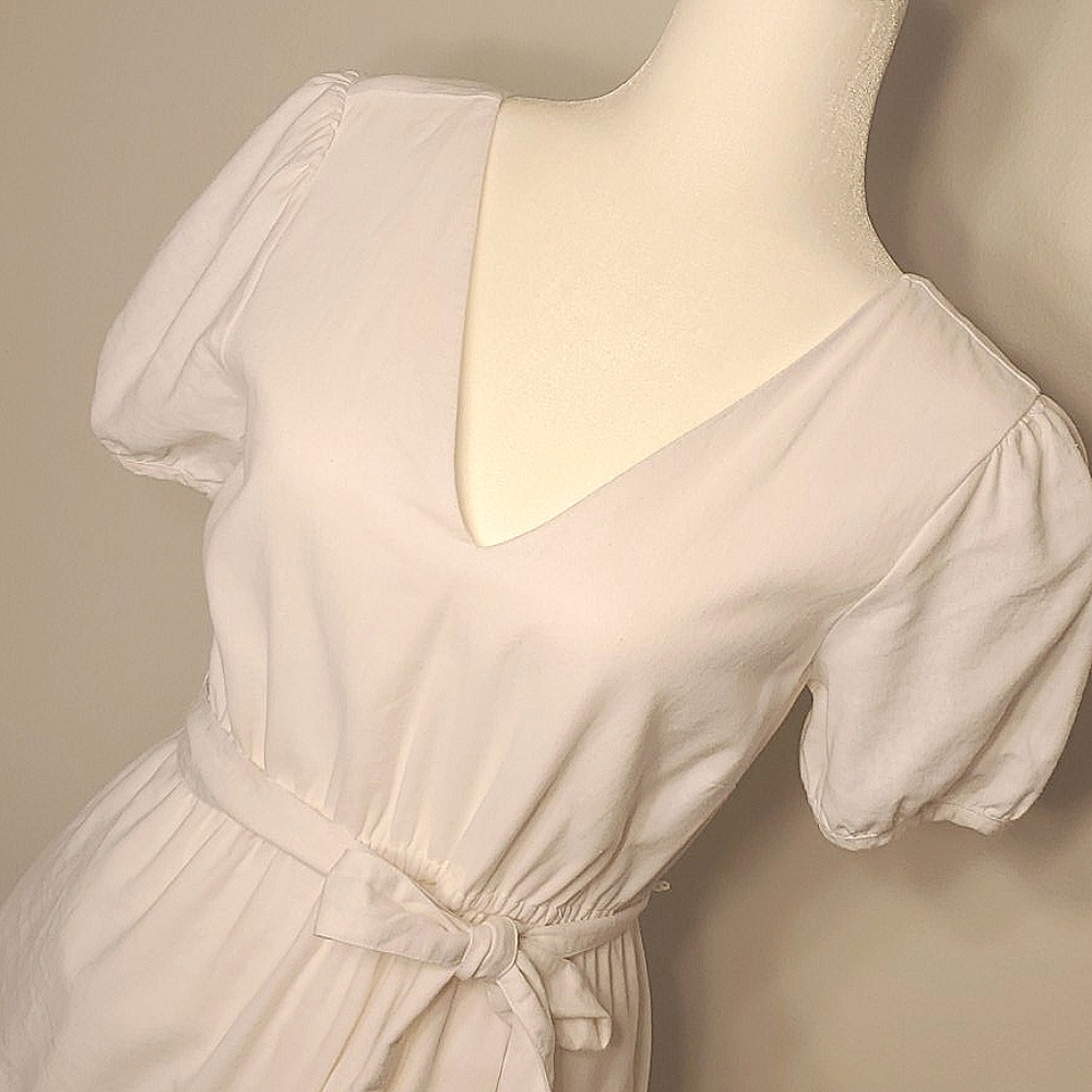 Gap White Linen Cotton Maternity Vneck Midi Dress